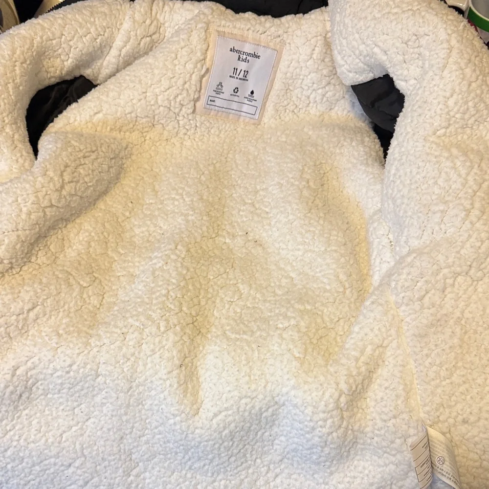 Abercrombie & Fitch Dark Puffer with Faux Fur Hood, Sz 11/12, Like New